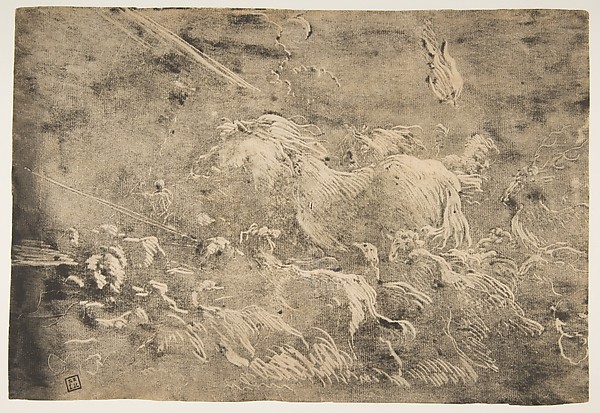 Noah and animals approaching the ark in a seventeenth-century etching.