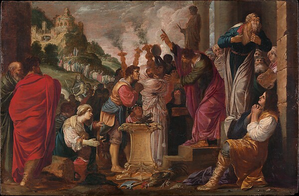 Jacob Pynas’s painting of Paul and Barnabas addressing a crowd at Lystra.